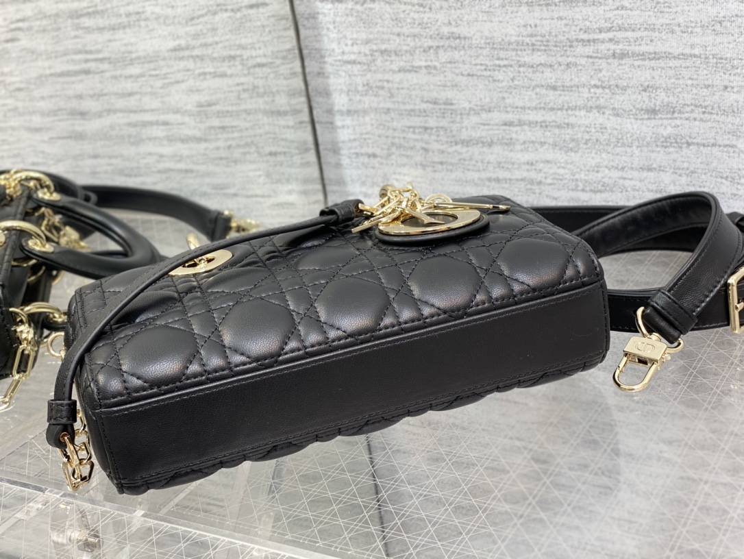 Small Lady D-Joy Bag Black Cannage Lambskin